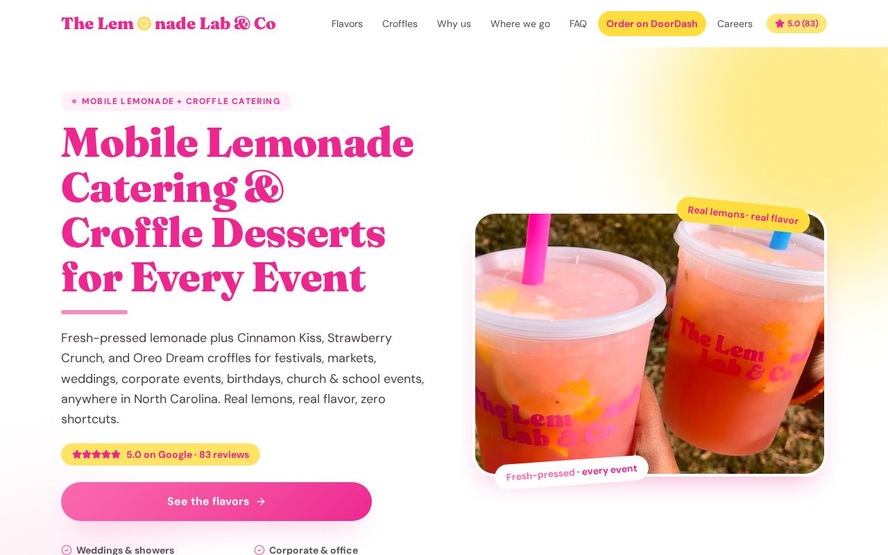 Screenshot of the The Lemonade Lab & Co website
