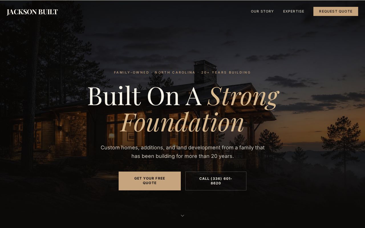 Screenshot of the Jackson Built website